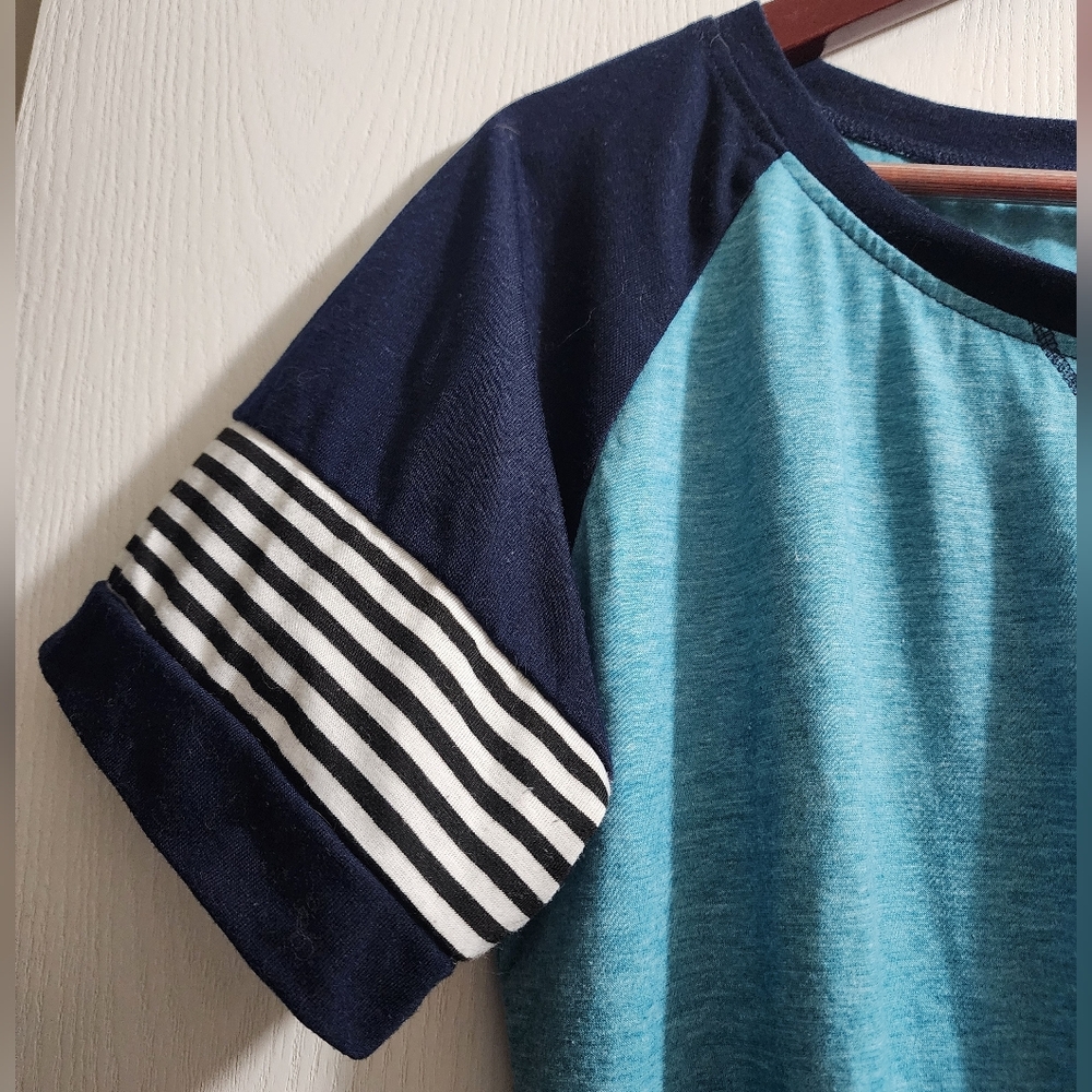 Blue and Navy Raglan T-Shirt - Picture 5 of 5